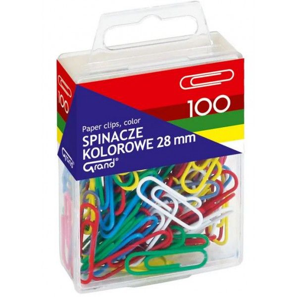 Spinacze 28mm/100szt okrągły kolorowy GRAND