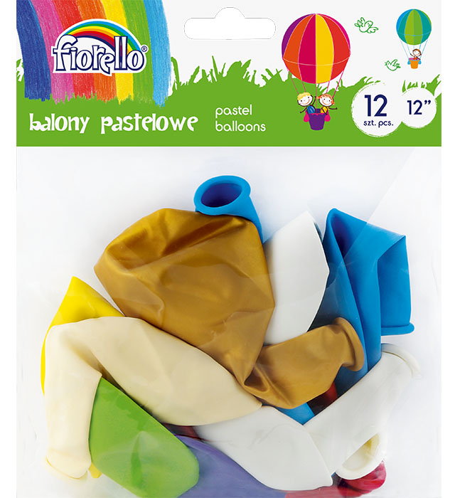 Balon Fiorello (12) 12"" pastel mix 170-2454 Kw Trade
