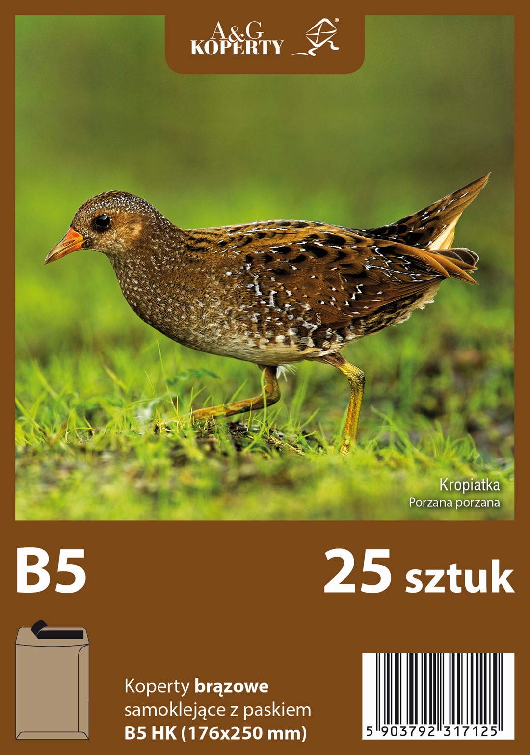 Koperta B5/25 brązowa HK foliowana 7170