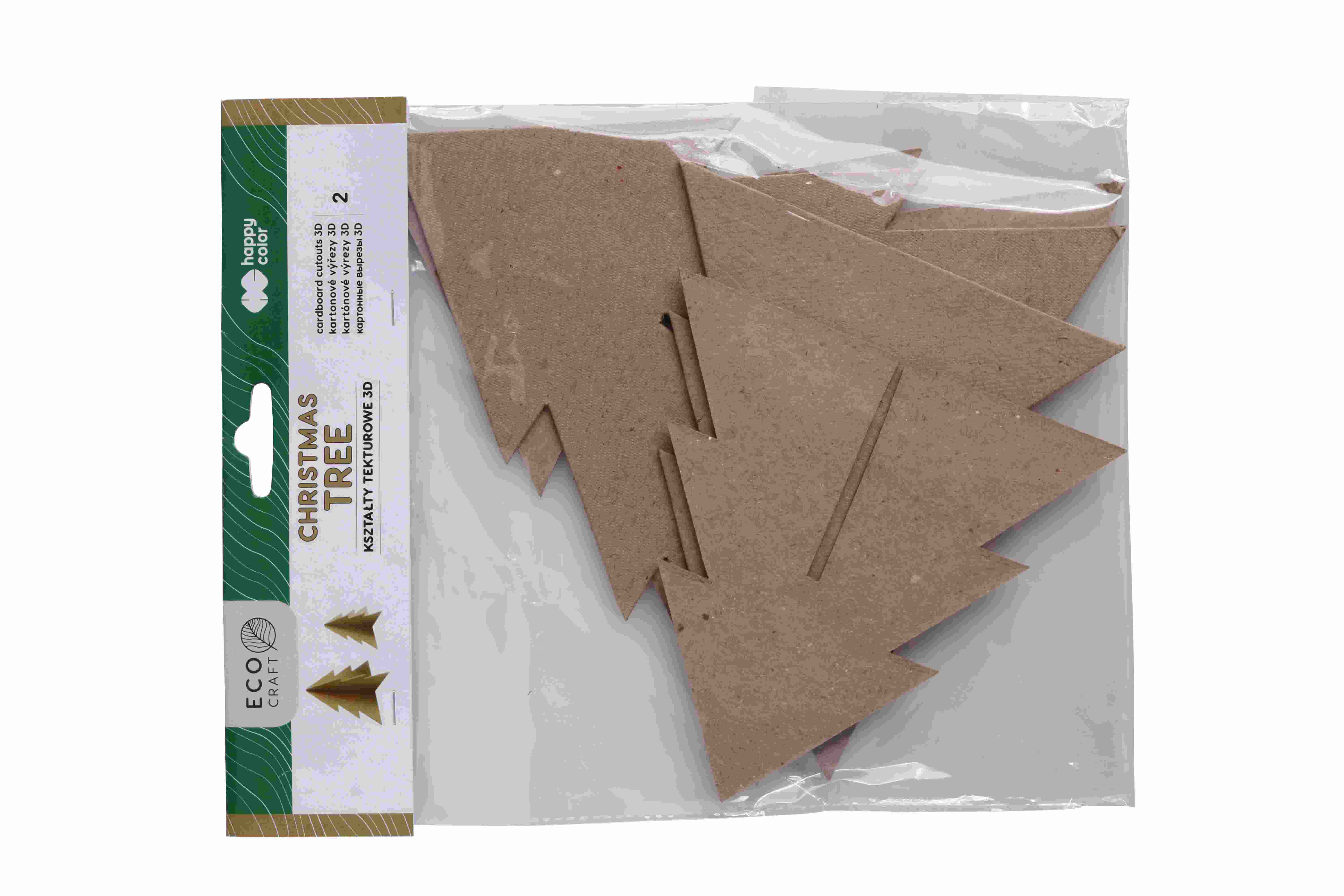 Zestaw kształtów tekturowych 3D Christmas Tree 2szt. 18,13cm Happy Color HA 4513 1813-CT2
