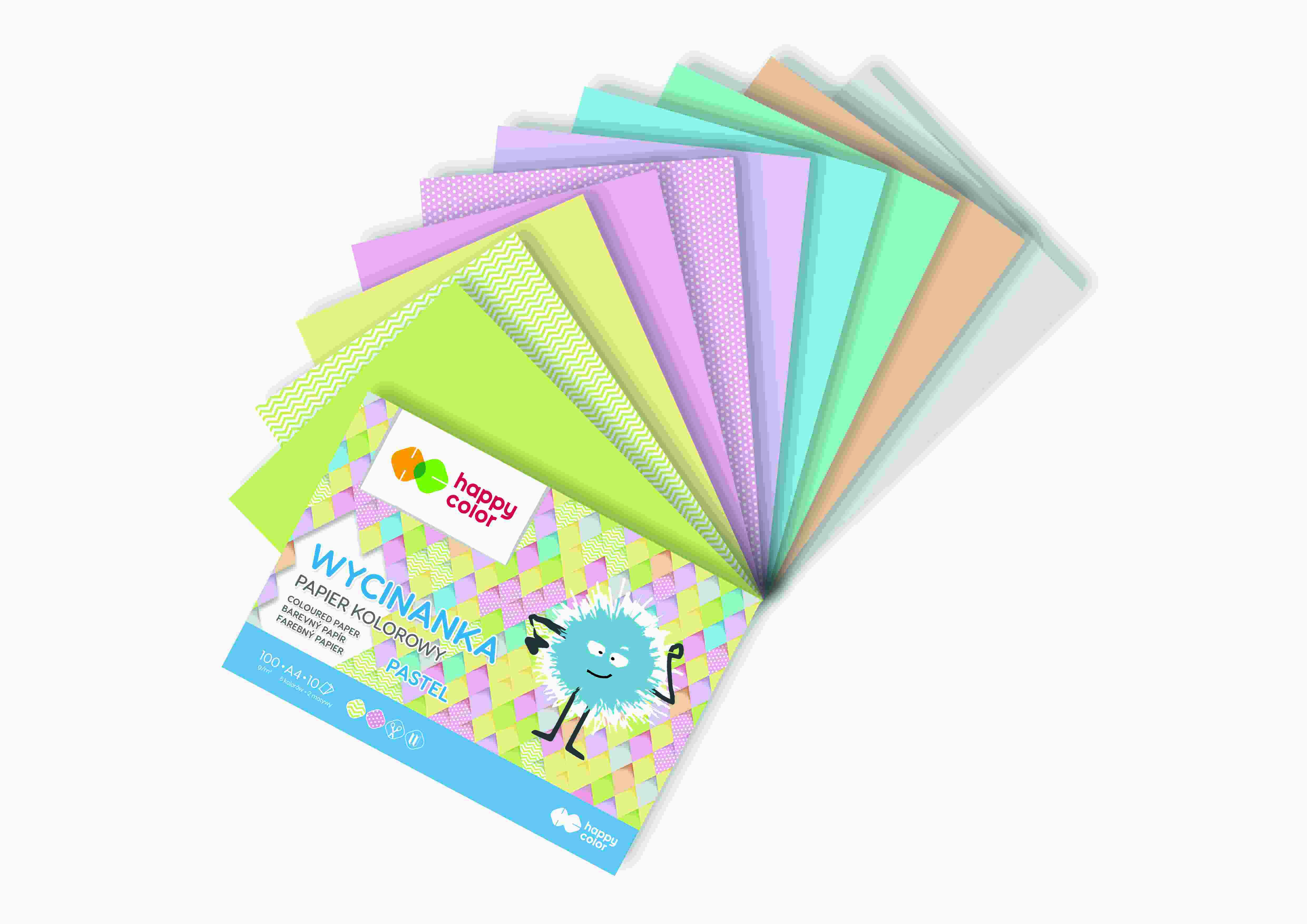Blok Wycinanka A4/10 pastel 100g Happy Color HA 3710 2030-PA10