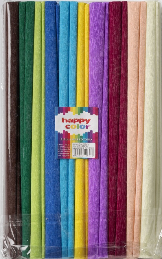 Bibuła marszczona 25x200 mix kolorów 10szt. Happy Color