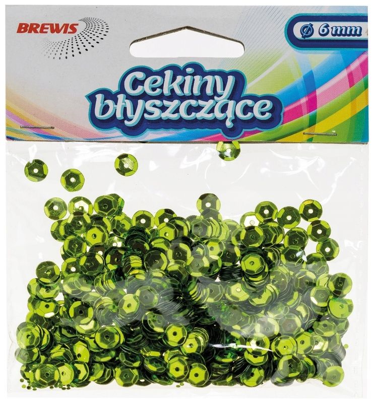 Cekiny błyszczące 6mm 10g B100 j. zielony Brewis