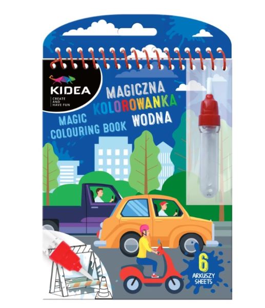 Magiczna wielorazowa kolorowanka wodna O Pojazdy Kidea MWKWOKA Derform