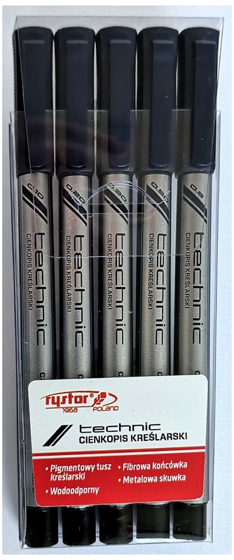 Cienkopis kreśl. 0,1- 0,8mm (5) czarny Rystor 403527/ 405527