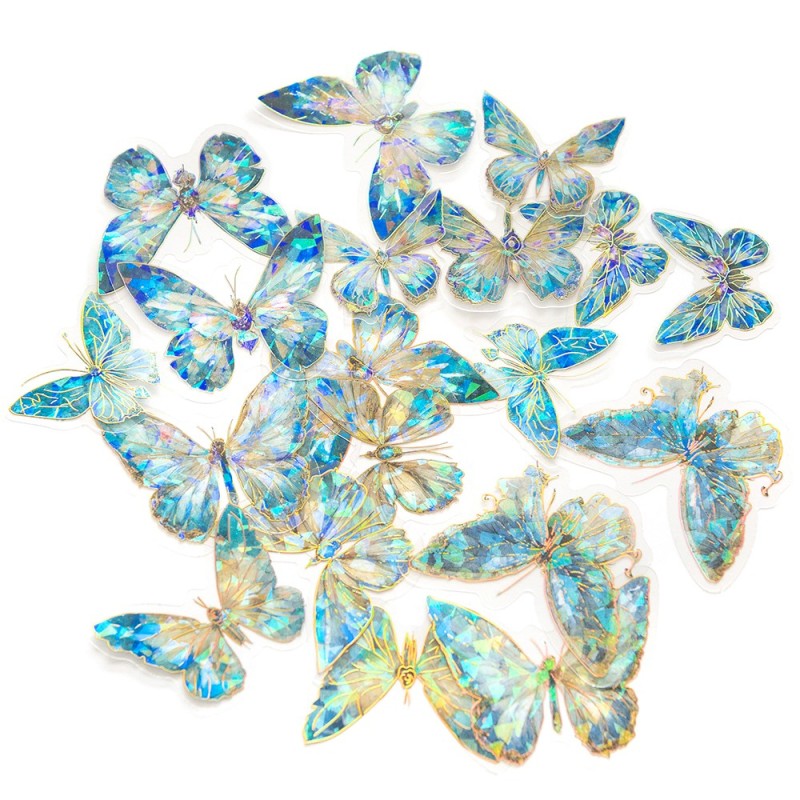 Naklejki połyskujące PET Motyle 20szt Blue Stardust DPNK-243 Dalprint