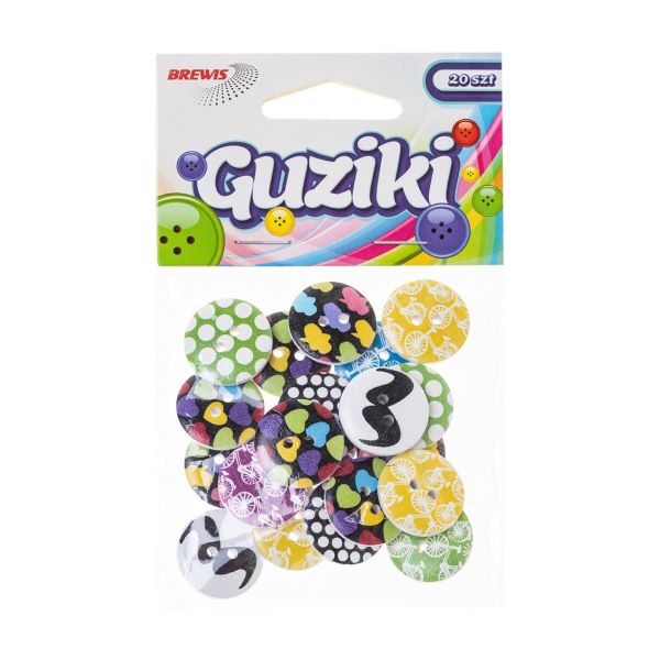 Guziki GU10 kol. wzory Brewis