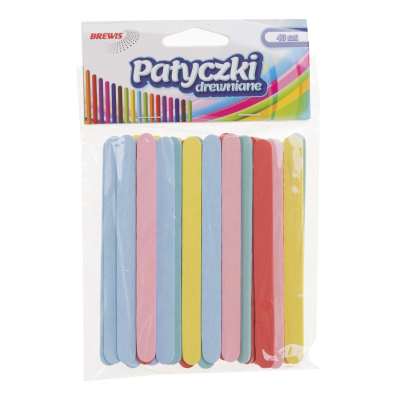 Patyczki drewniane pastelowe 11,4cm Brewis