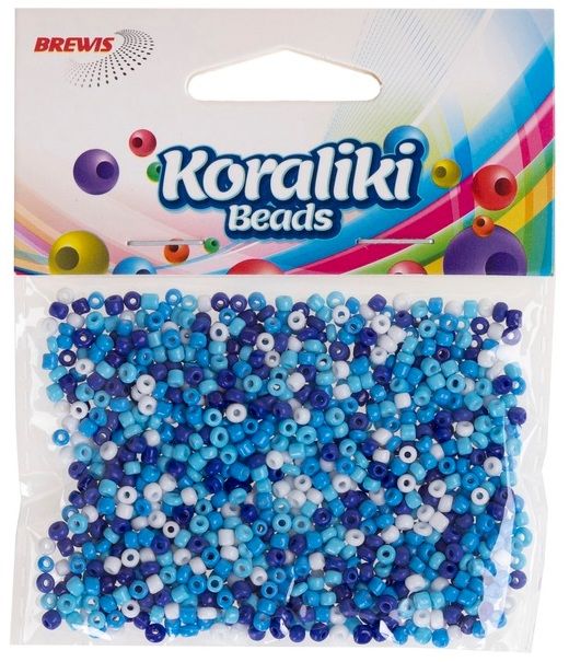 Koraliki akrylowe 35mm biało-niebieskie KZ13 Brewis