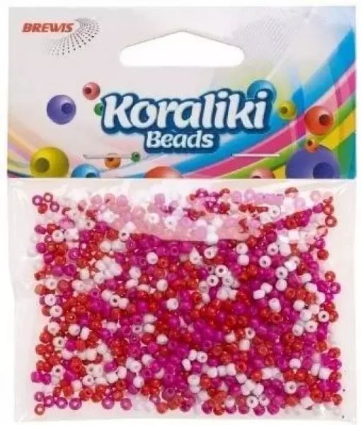Koraliki akrylowe 35mm biało-czerwone KZ14 Brewis