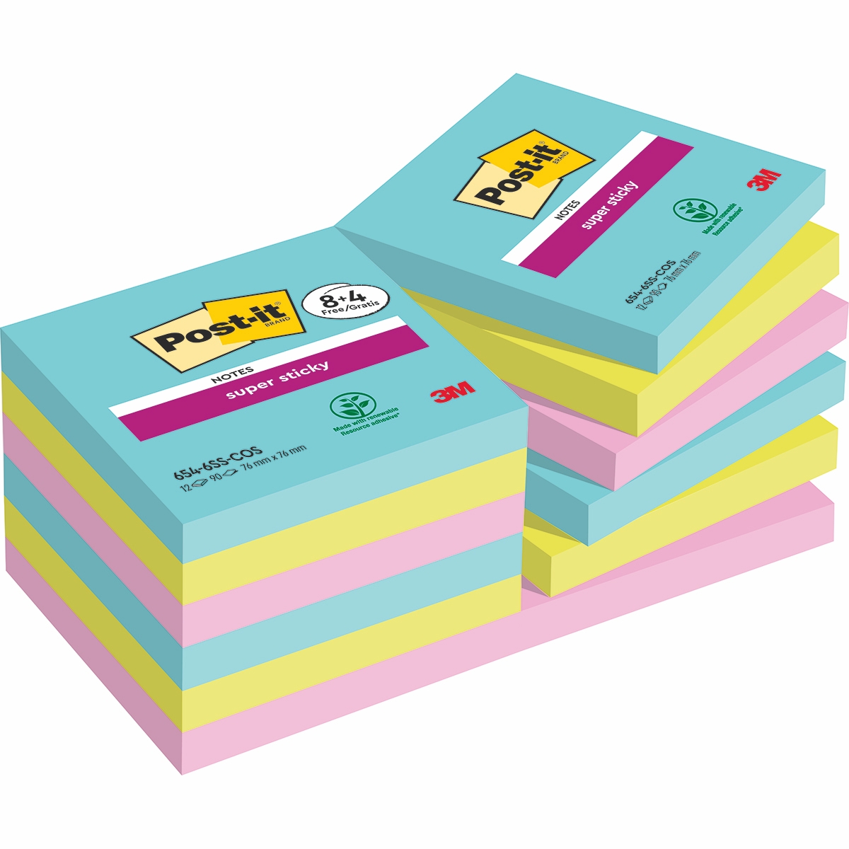 Karteczki samoprzylepne Post-it Super Sticky Cosmic 76x76mm 12x90k