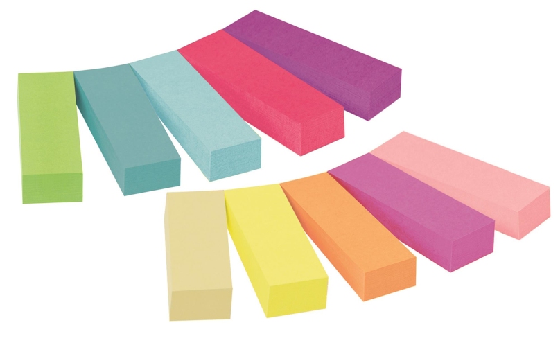 Znaczniki samoprzylepne Post-it®, 10 neonowych kolorów, 12,7x44,4mm, 10x50 sztuk