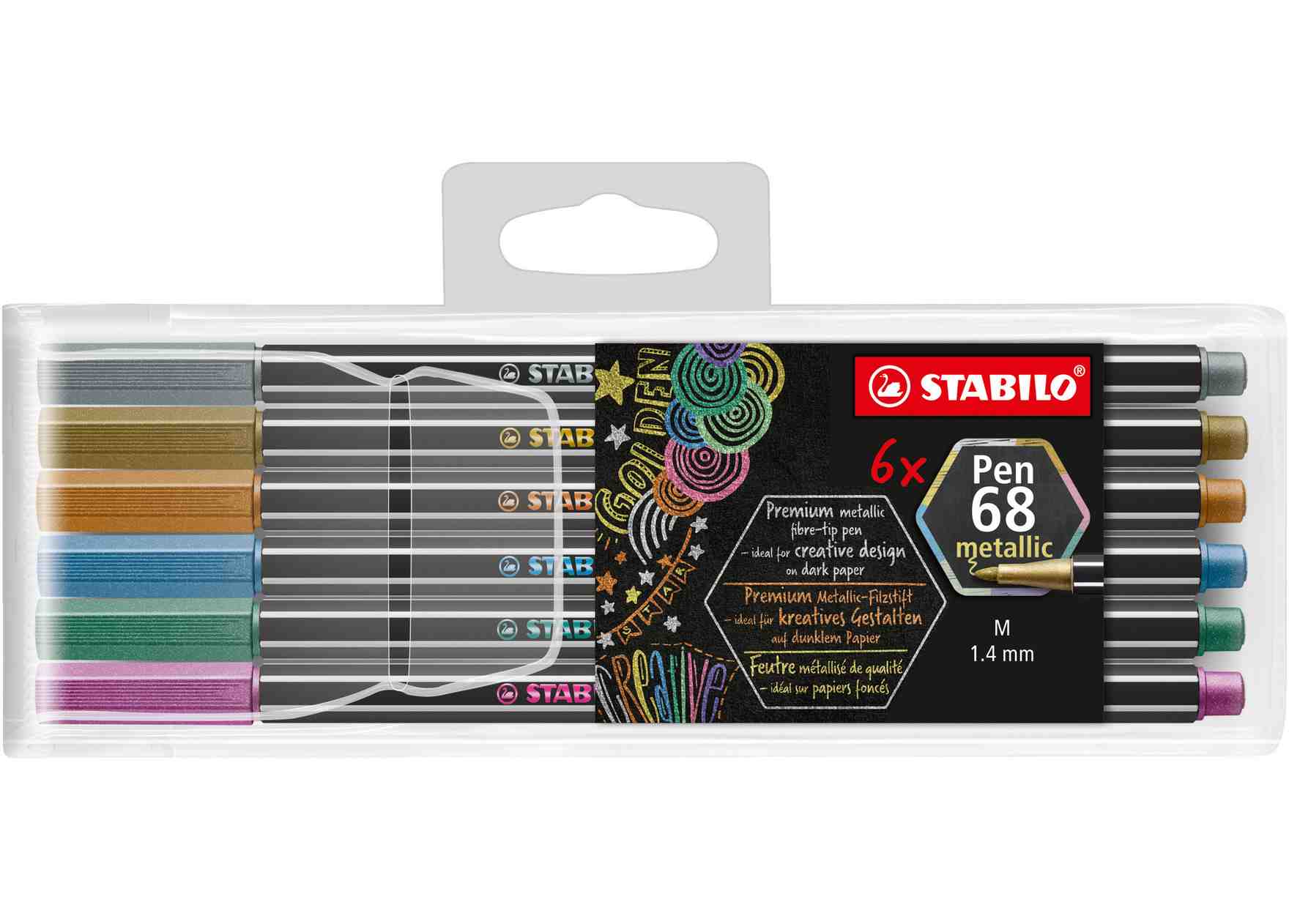 Flamastry Stabilo Pen 68 Metallic 6 kolorów