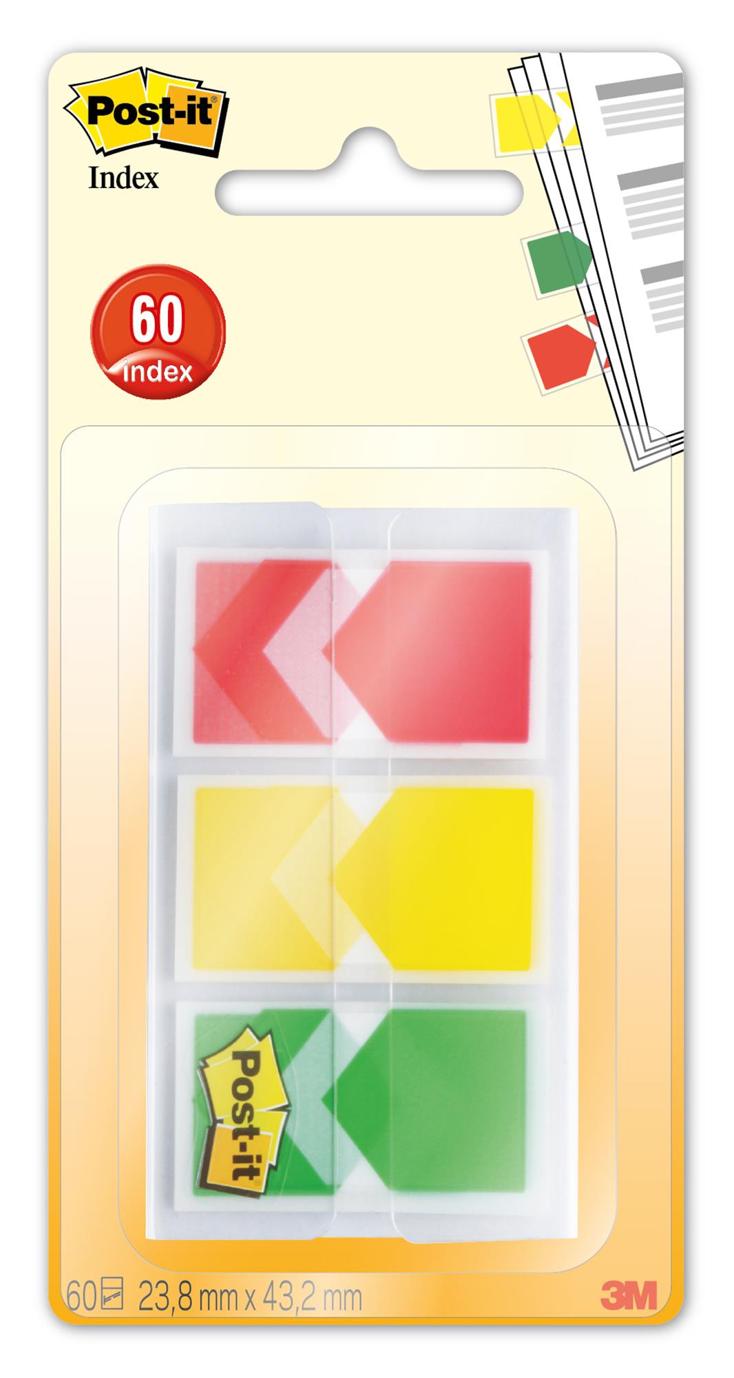 Zakładki Post-it do Priorytetyzowania, 3 kolory, 23,8x43,2mm, 3x20 zakładek