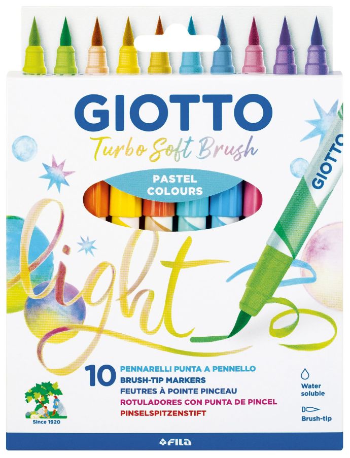 Markery pędzelkowe 10 kol. Giotto Turbo Soft Brusch Pastel 426900 Fila