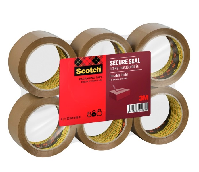 Taśma klejąca pakowa 3M Scotch SECURE SEAL kauczuk mocna brązowa 50x66m 1szt.