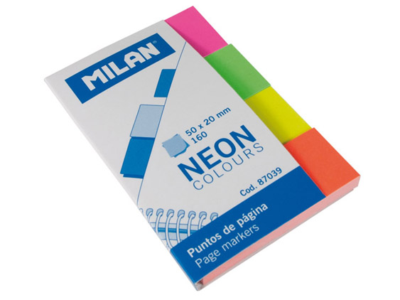 Indeksy NEON kolorowe 50 x 20 mm, 160 szt. 87039 Milan