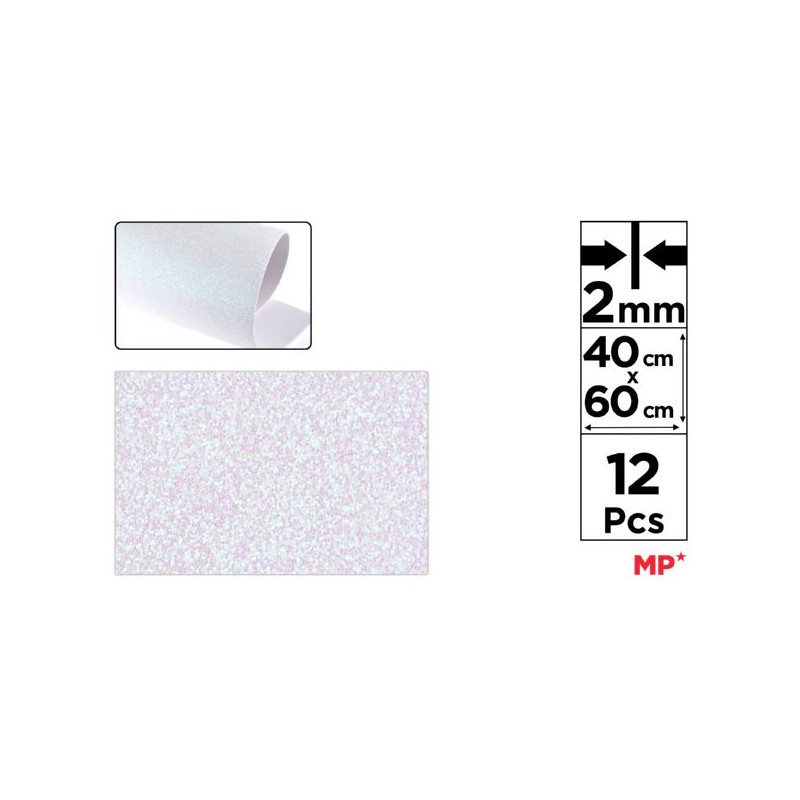 Pianka dekoracyjna brokatowa EVA 40X60CM biała PN574-03 MP