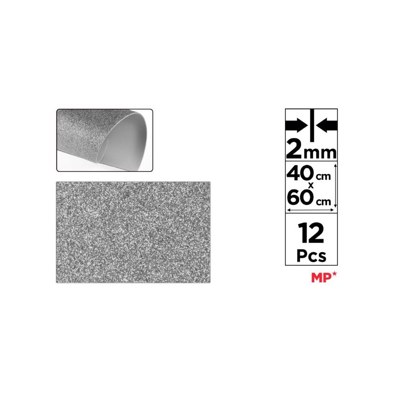 Pianka dekoracyjna brokatowa EVA 40X60CM szara PN574-17 MP