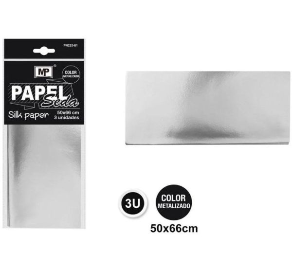 Papier metalizowany srebrny 50x66 50g/m2 PN225-01 MP