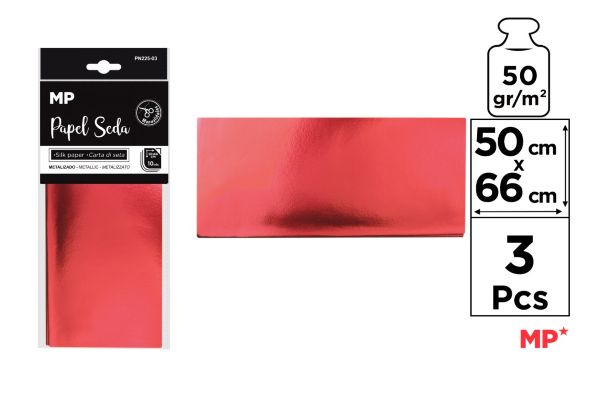 Papier metalizowany czerwony 50x66 50g/m2 PN225-03 MP