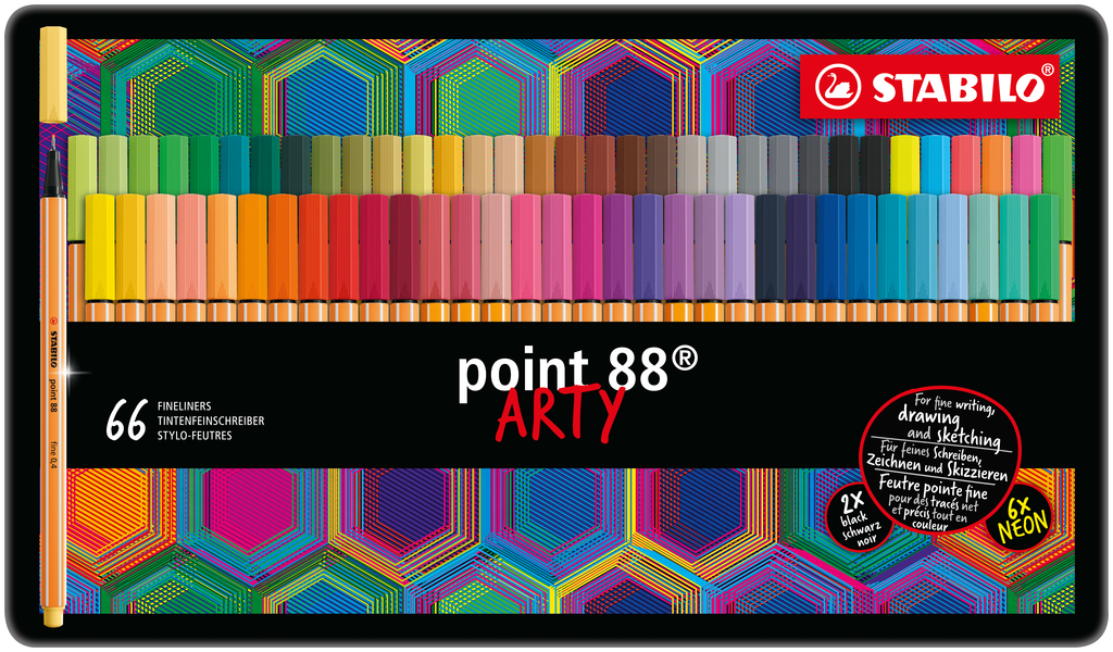 Cienkopis Stabilo Point 88 66szt w pudełku metalowym