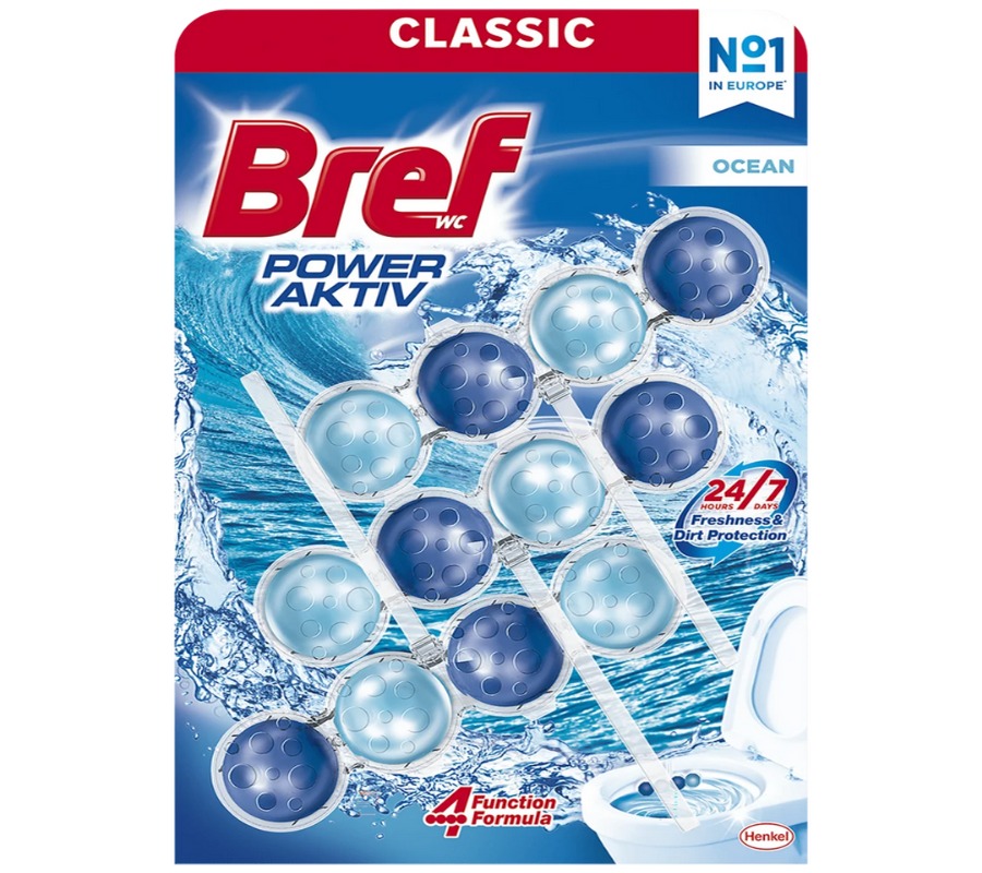 Wc Kulki Bref Power Active 3x50g Morski (Ocean Breeze)