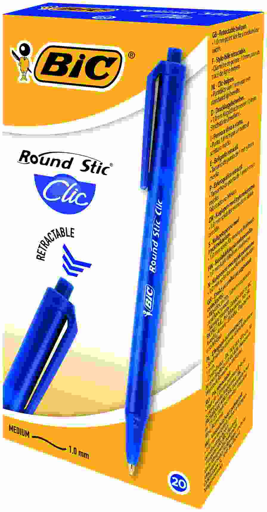 Długopis automatyczny BIC Round Stic Clic niebieski 20szt.