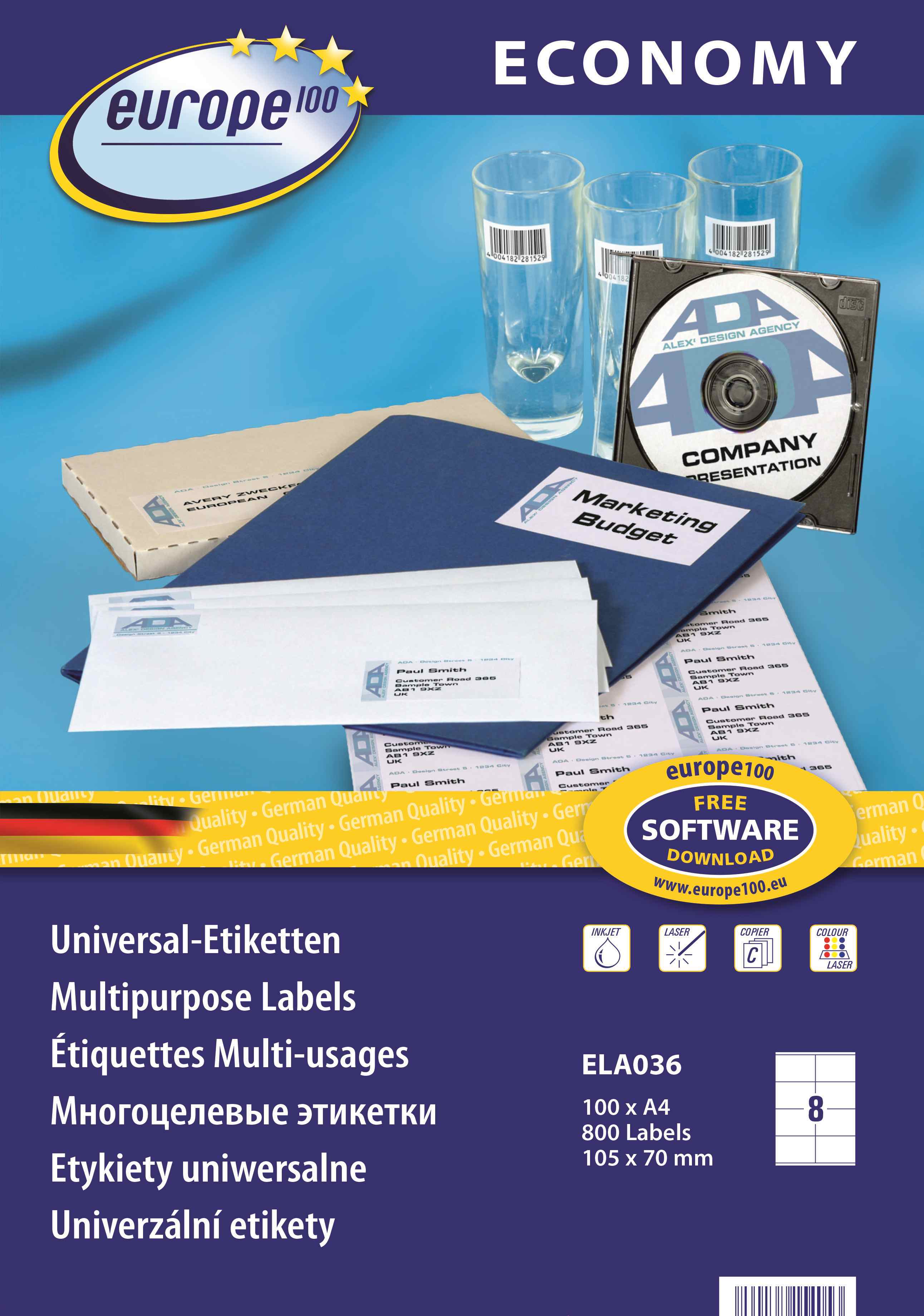 Etykiety uniwersalne Economy Europe100 105x70
