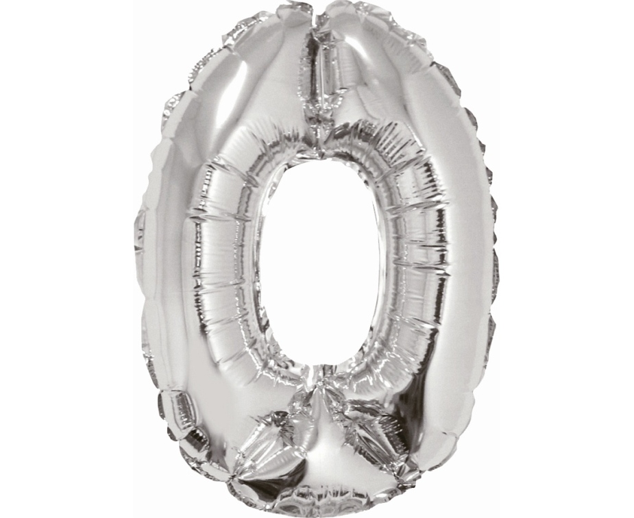 Balon foliowy ,,Cyfra 0" srebrna 91cm GoDan