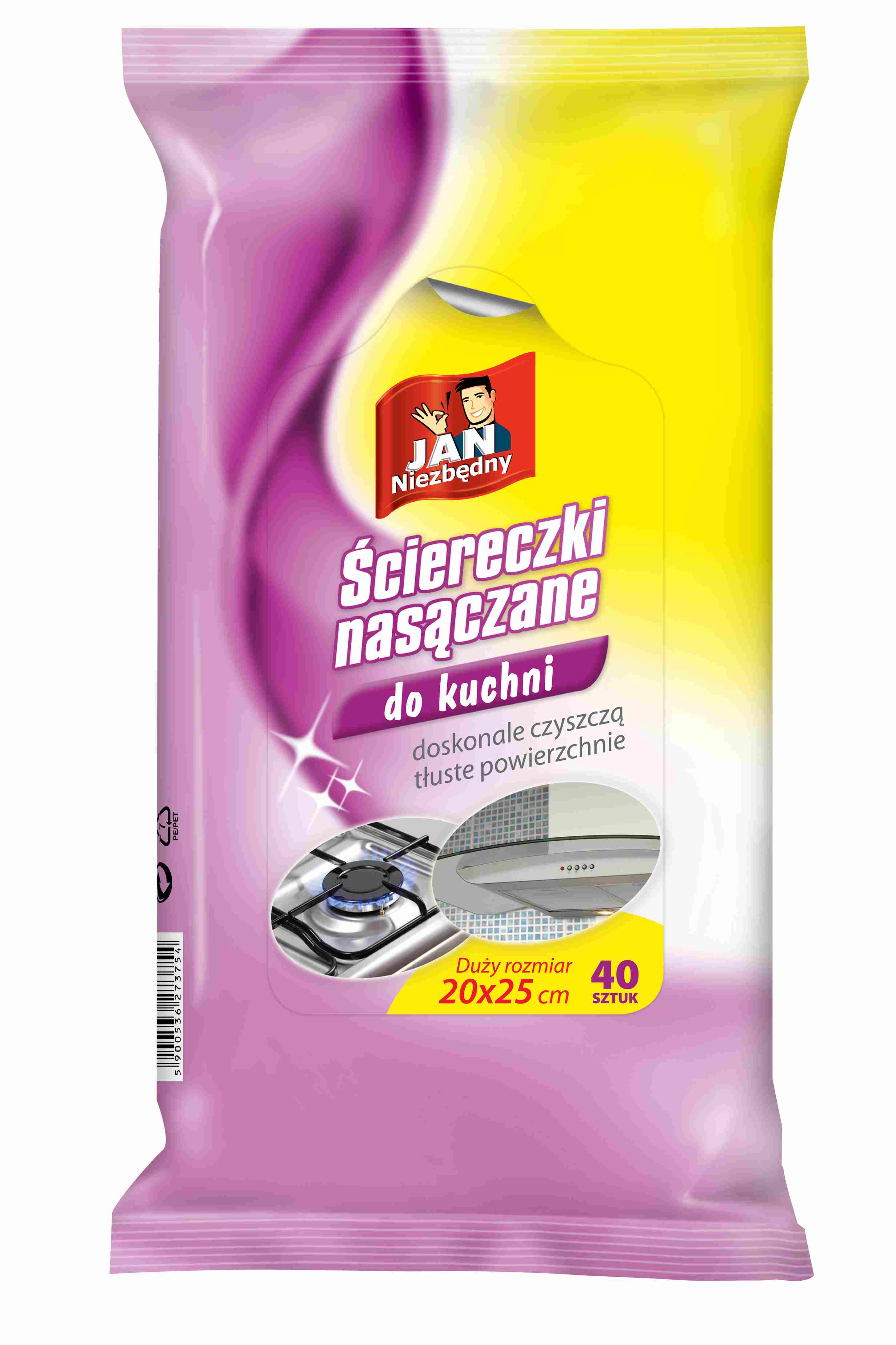 Ściereczki nasączone do kuchni 40szt. Jan Niezbędny