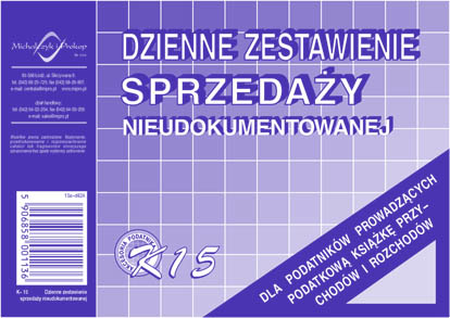 Dzienne zestawienie sprzedaży nieudokumentowanej K15 A6