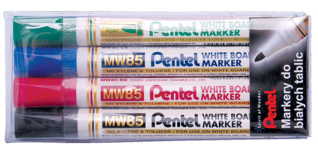 Zestaw markerów suchościeralnych Pentel MW85 4 kolory
