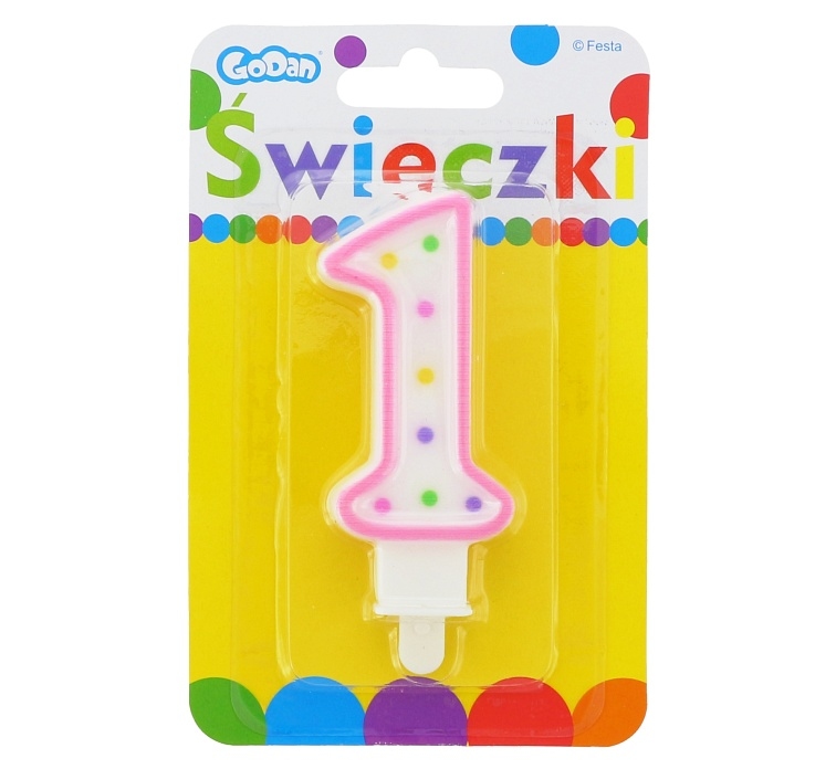 Świeczka cyferka z kropeczkami 1 GoDan