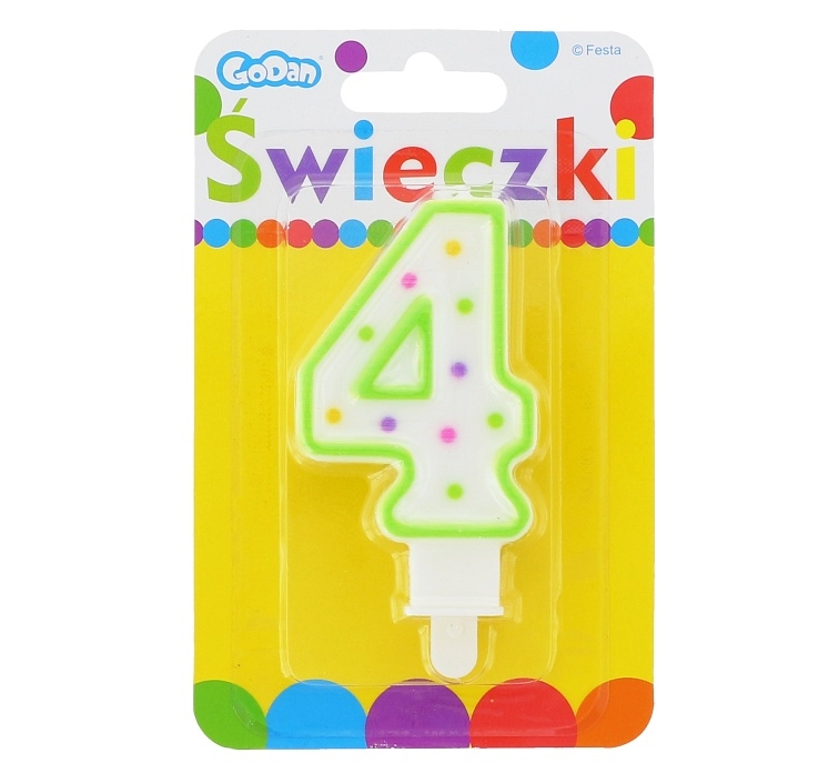 Świeczka cyferka z kropeczkami 4 GoDan