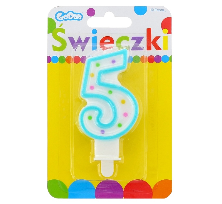 Świeczka cyferka z kropeczkami 5 GoDan