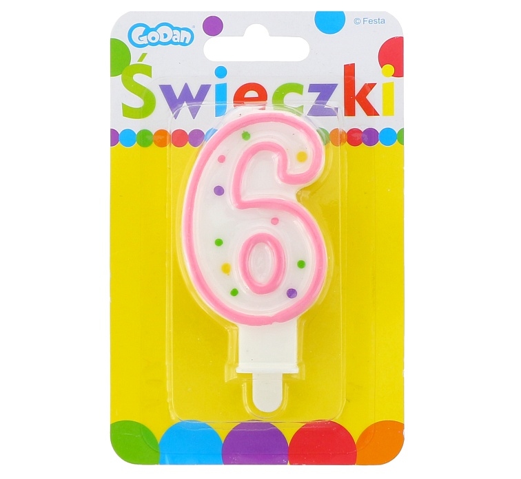 Świeczka cyferka z kropeczkami 6 GoDan