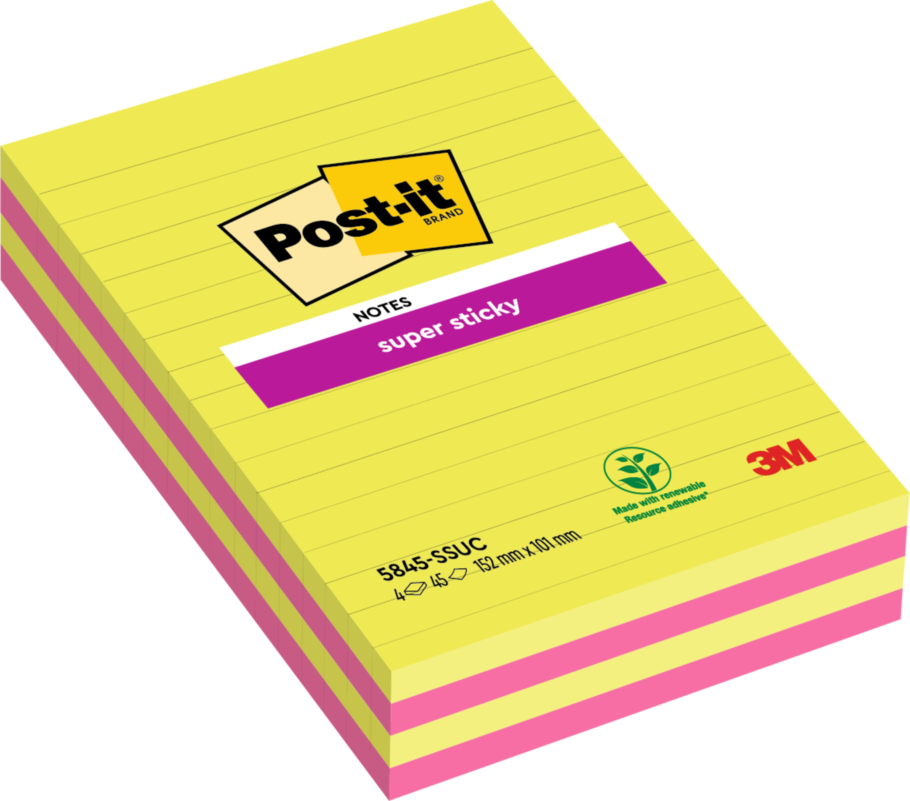 Karteczki samoprzylepne Post-it Super Sticky XXXL ultra kolor w linię 127x203mm 4x45k