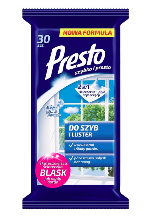 Ściereczki gospodarcze PRESTO do szyb i luster 30szt