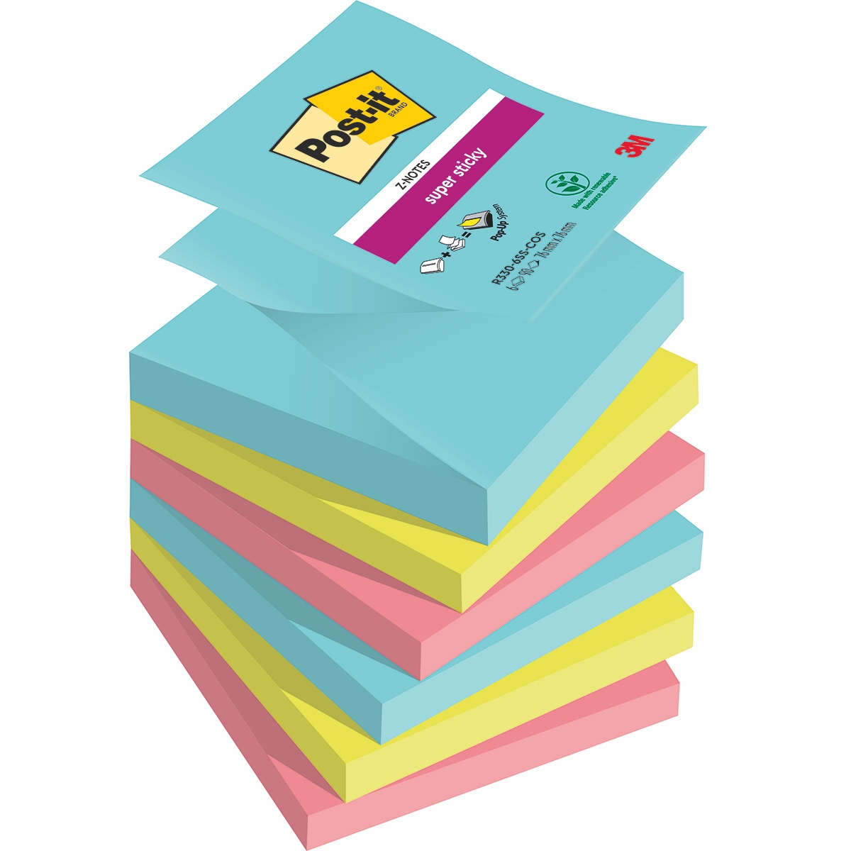 Karteczki samoprzylepne Post-it Super Sticky Z-Notes Cosmic 76x76mm 6x90k