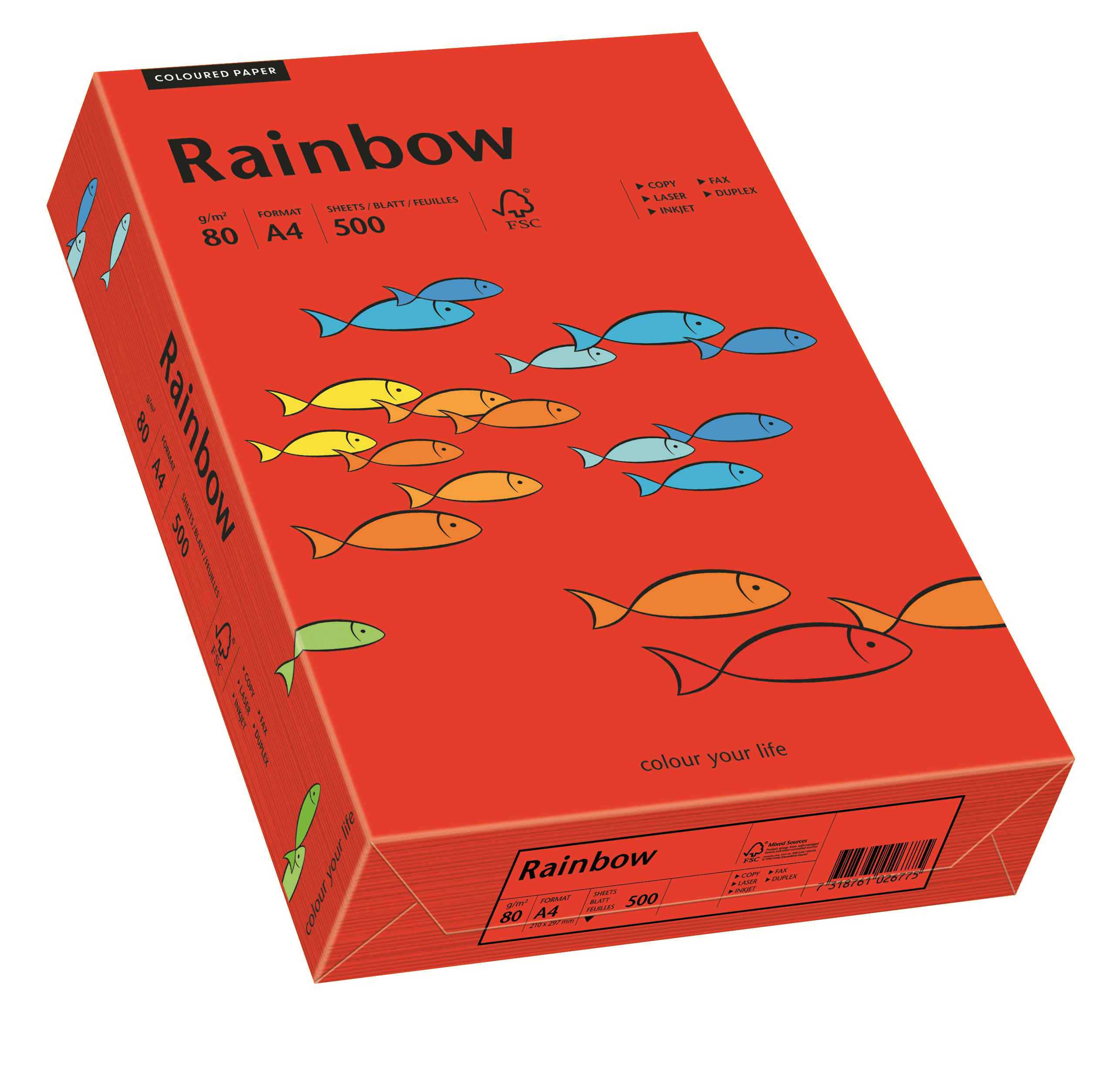 Papier ksero Rainbow A4 80g ciemny czerwony R28 Papyrus