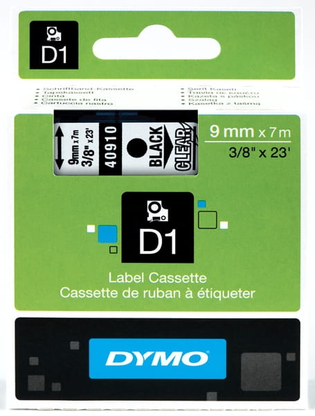 Taśma Dymo 40910 D1 9mm x 7m czarny/przezroczysty nadruk