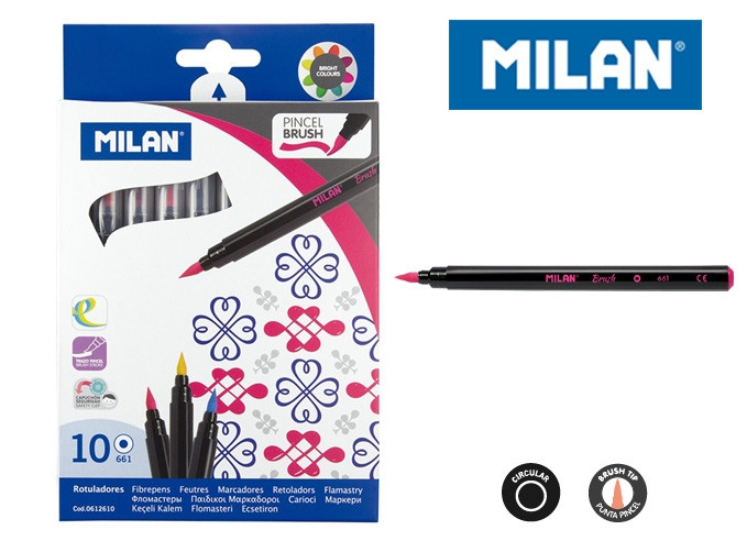Pisaki z pędzelkiem Milan 10kol