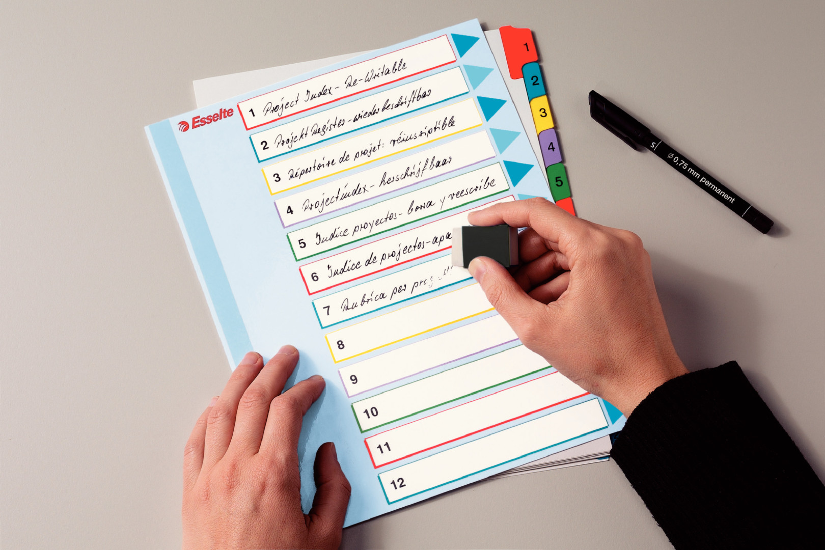 Przekładki numeryczne Esselte Mylar Maxi A4+ 12k