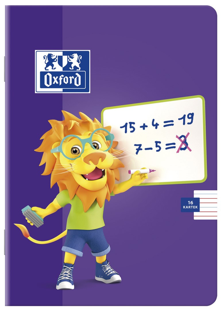 Zeszyt w podwójną linię kolorową A5/16 Oxford Lion 90g mix kolorów