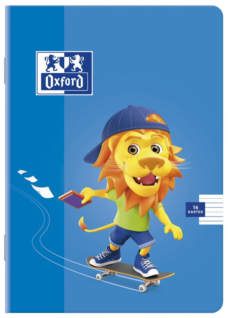 Zeszyt w podwójną linię A5/16 Oxford Lion 90g mix kolorów