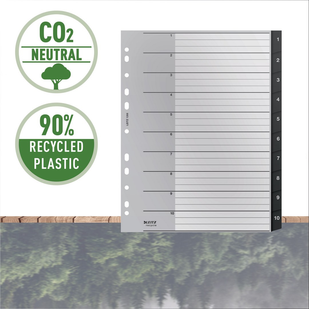 Przekładki A4 1-10 PP czarne Leitz Recycle