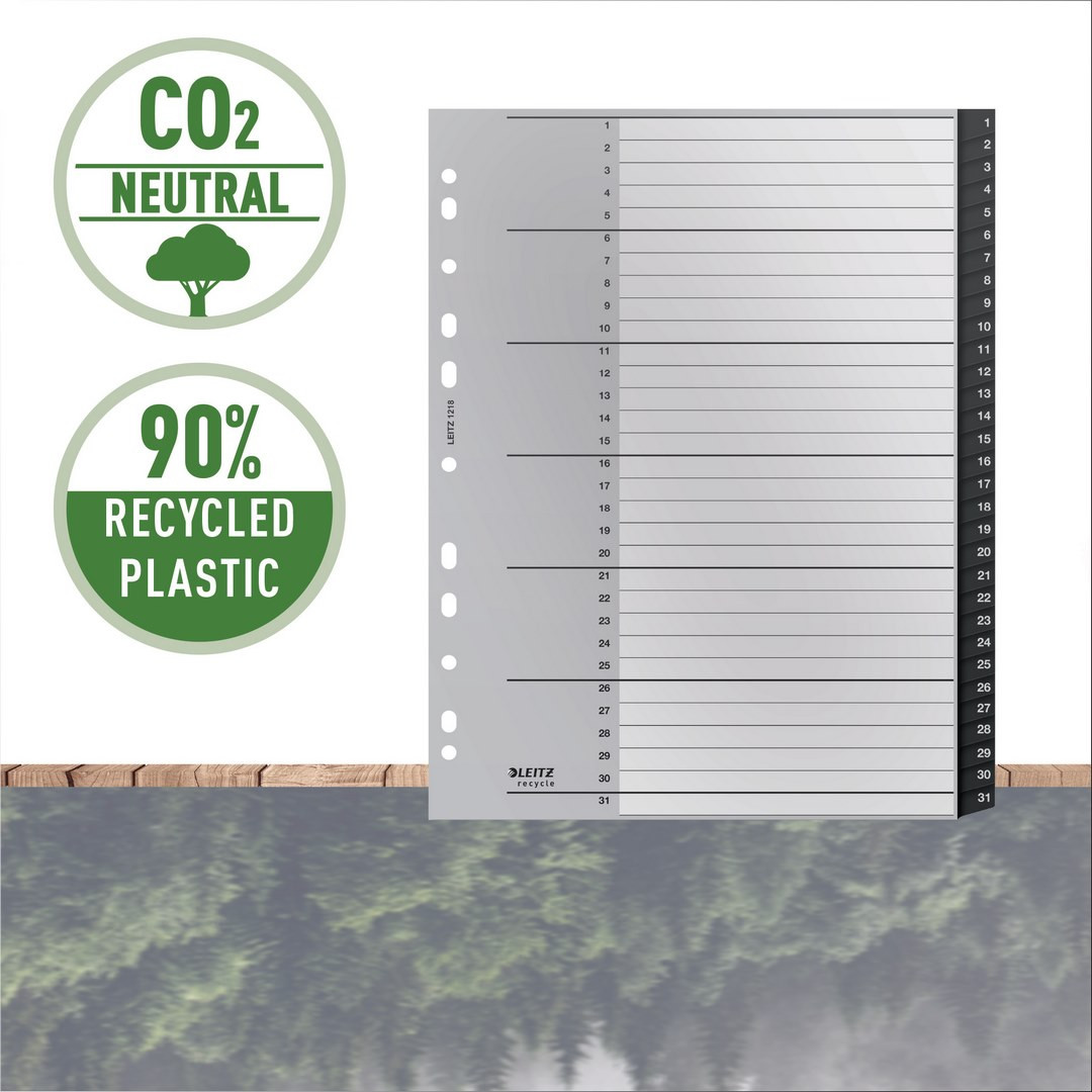 Przekładki A4 1-31 PP czrane Leitz Recycle