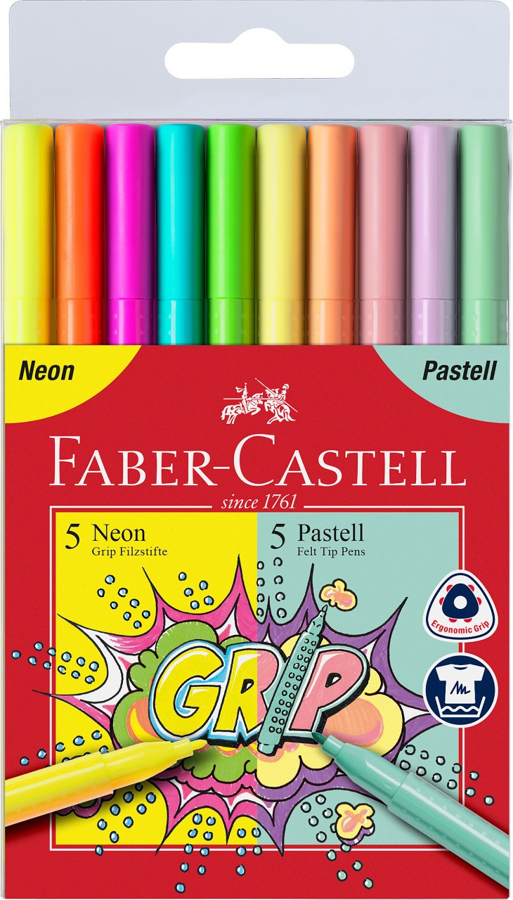 Flamastry Grip 10kol. (5 x neon+5 x pastel)  FC155312