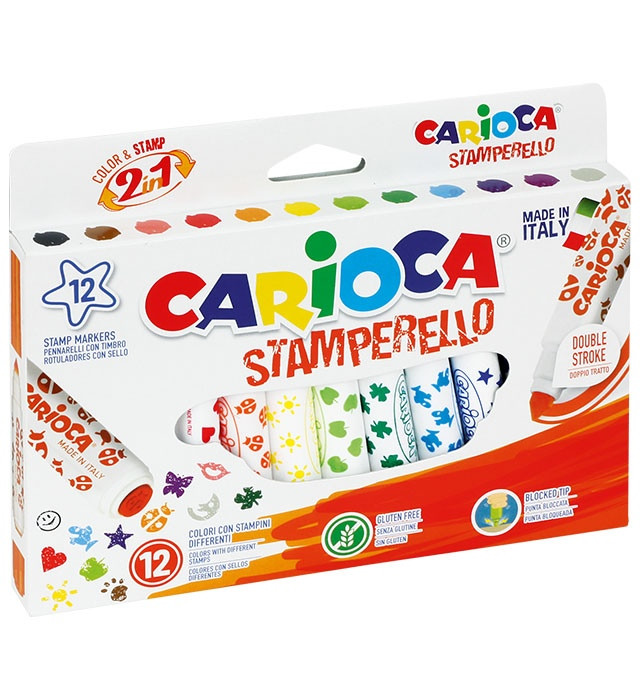 Dwustronne pisaki - stemple zestaw 12 kolorów Carioca